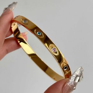 Dazan – Bracelet en acier inoxydable plaqué or 18 carats pour femmes, en Zircon coloré poli, Super brillant, nouvelle collection 2022