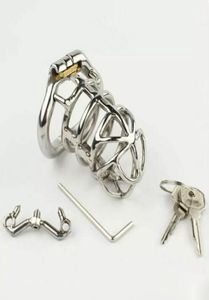 2022 Dispositivos de acero inoxidable de diseño 83 mm Cock Cage Peins Lock con anillo de punta Bdsm juguetes sexuales para hombres Belt6628948