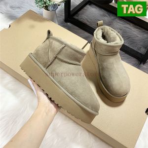 2022 Designer Australia Boots Classic Ultra Mini Tazz Suede platform Sneeuwschoen dames slippers schapenvacht shearling kastanje antilope bruine mode