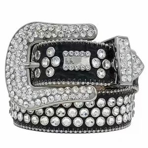 2022 Designer BB Ceinture Simon Ceintures pour hommes Femmes Ceinture de diamant brillant Noir sur Noir Bleu Blanc multicolore avec strass bling as240o