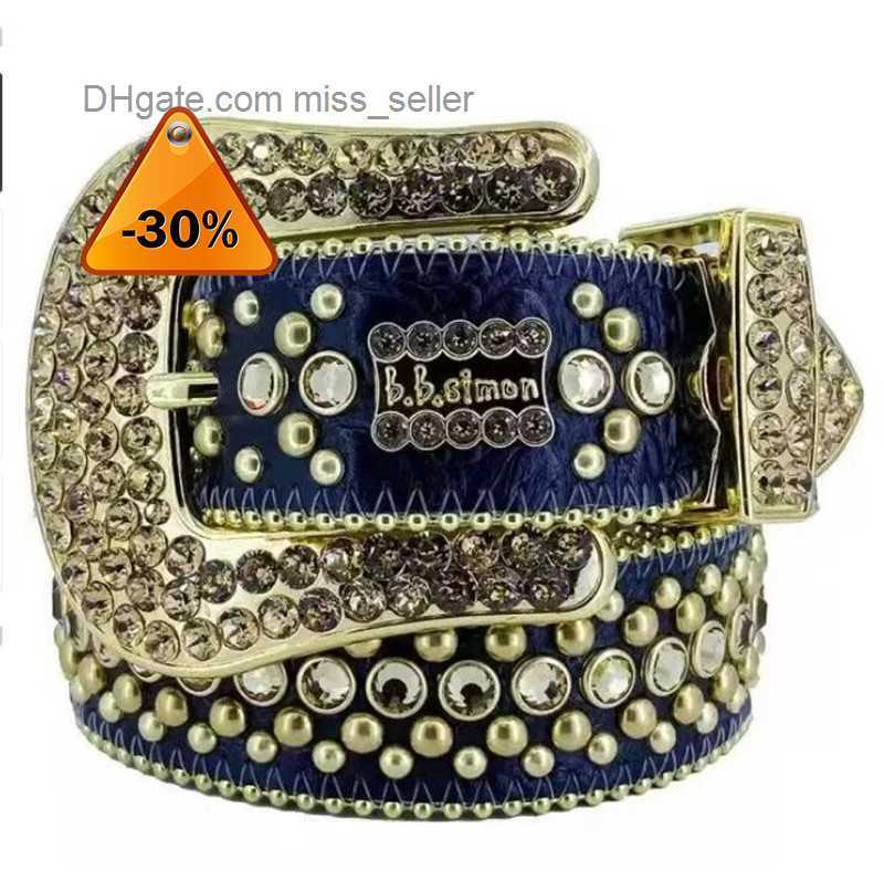 2022 Designer Bb Belt Simon Belts for Men Women Shiny diamond belt Black on Black Blue white multicolour with bling rhinestones as gift miss sellera1az