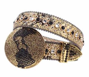 2022 Designer Bb Belt Simon Cinturones para Owen Hombres Mujeres Moda Brillante KOR Diamond Belt Gold BIG Rhinestones Multicolor
