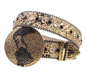 2022 Designer Bb Riem Simon Riemen voor Owen Mannen Vrouwen Mode Glanzende KOR Diamanten Riem Goud GROTE Strass Multicolour