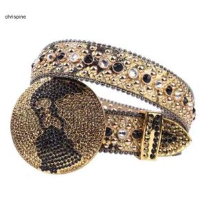 2022 Designer Bb Riem Simon Riemen voor Owen Mannen Vrouwen Mode Glanzende KOR Diamanten Riem Goud GROTE Steentjes Multicolour 10A