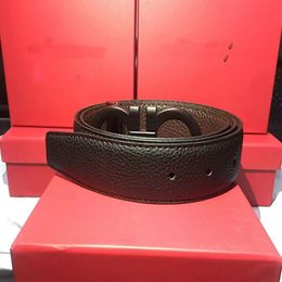 2022 Designer Belt Horseshoe Buckle Cowhide Leather3,8 cm brede heren en dames mode gedrukt lychee patroon luxe riem