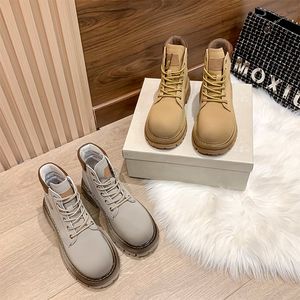 2022 Designer Boot JC Normancho veter lederen laarzen grijs gele top martin schoenen platform outdoor casual dikke bodem dames sneakers eur 35-41