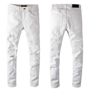 2022 designer jongen jeans getailleerde jean hiphop mode rits gat wassen witte jean broek retro gescheurd stiksel ontwerp motorrijden cool slanke gescheurde broek voor mannen 28-40