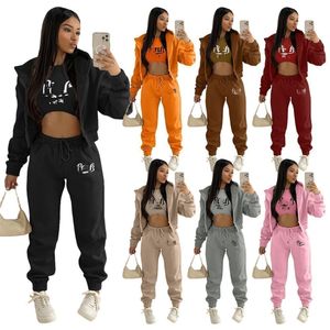 2024 Designer Marque Polaire Survêtements Femmes Jogging Costume ROSE Imprimer 3 Pièces Ensembles Veste À Capuche Pantalon Pantalon À Manches Longues Survêtements Tenues Vêtements De Sport Occasionnels 8902-9