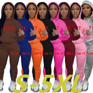 2024 Diseñador Marca Mujeres Chándales Trajes de jogging Imprimir Conjunto de dos piezas Sudaderas con capucha Pantalones Manga larga Sudaderas Ropa deportiva Trajes 5XL Tallas grandes Ropa casual 8913-5