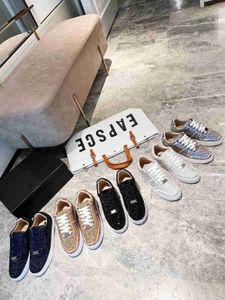 Designer paar diamant casual schoenen zilveren dames sneakers gouden mannen nieuw merk platte schoenen zwarte witte mode sneaker box maat 35-45