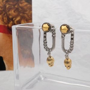 Designer beroemd merk gouden zilveren keten hanger oorbellen vrouwen punk rock Halloween accessoire luxe sieraden gotische trend