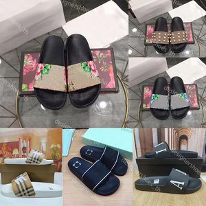 Designer Slipper Vrouwen Mode Slippers Zomer Luxe Platte Slides Mannen Strand Sandaal Geborduurd Kalfsleer Lederen Slipper 35-46