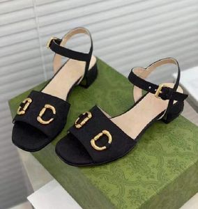 2022 chaussures de créateurs de mode sandales pour femmes pantoufles en cuir talon épais talon épais avec boucle 34-40 atmosphère de luxe