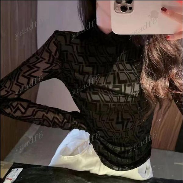 2022 mode designer femmes tricots femmes T-shirt automne haut de gamme dentelle femmes leggings manches longues col rond luxe