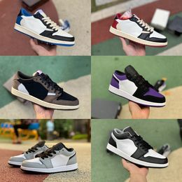 2022 Designer Fragment Jumpman X 1 1s Low Casual Basketball Shoes Game Royal Blanc Brown Red Gold Banned UNC Court Purple Black Toe Shadow Trainer Sports Sneakers P68