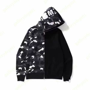 2022 Designer Hoodies Shark Mens Hoodie Dames Sweatshirts Shark Sweaters Hoody Oversized Color Camo brede volledige Zip dubbele hoodies voor mannen losse hoodys