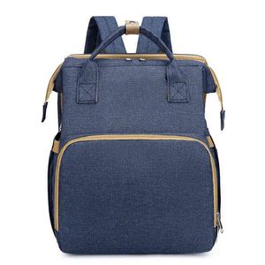 2022 Designer enfant sac à langer momie sacs pour bébé sacs infantile berceau lit multi fonction fermeture éclair solide polyester voyage sac à dos avec berceau étanche poussette sangles