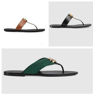 2022 toboggans de luxe design femmes tongs sandale en cuir Double métal noir blanc marron pantoufles sandales de plage d'été