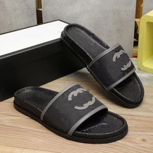 2022 Designer luxe vierkante kop canvas materiaal pantoffels heren dia's strandsandaal platte slippers dia heren sandalen meerdere casual toeristische schoenen grote maten 38-44