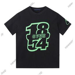 2022 Designer Mens T-shirt T-shirts d'été Tshirt Luxury Green Letter Imprimer T-shirt 1854 Tshirts Slim Fit Paris Casual Cotton Tee Tee Tops