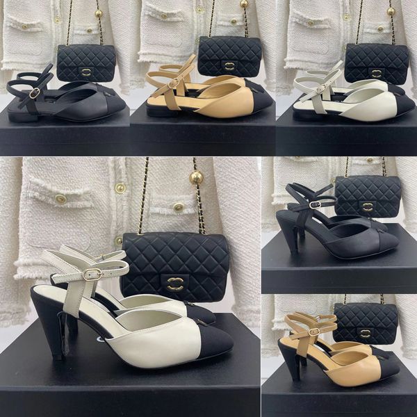 2022 Designer pointu Toe Catwalk Sandales Femmes Mode de luxe Cuir Noir Blanc Marron Après Strappy Hollow Out Chaussures Lady Couvert Toe Sexy Sandale Low-Top