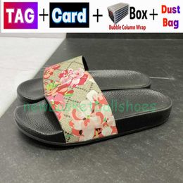 2022 Designer Slides Heren dames slippers met originele doos stofzak zwarte bloemen bloemen canvas groene bloemen schoenen mode luxe som