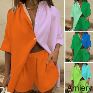 2022 Designer Summer Dames tracksuits Tweedelige Set Two Color Short Sleeve Shorts Fashion Casual Suit Outfits