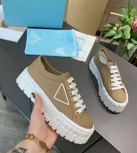 2022 Designer Dames Nylon Casual Schoenen Gabardine Klassieke Canvas Sneakers Merk Wiel Dame Stylist Trainers Mode Platform Effen Verhoog maat 35-41 3697411