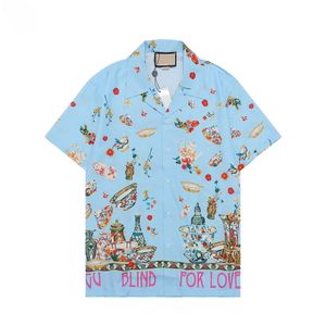 Designers Bowling Chemises Hommes Fleur Hawaïenne Soie Affaires Chemises Décontractées Hommes Slim Fit À Manches Courtes Robe Chemise M-3XL