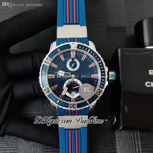 2022 Diver 263-10 A21J Power Reserve Automatique Montre Homme Boîtier En Acier Bleu Cadran Rouge Marqueurs De Bâton Bracelet En Caoutchouc Puretime PTUN Édition Limitée Montres F09c3