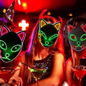 2022 DIY Japanse anime cosplay maskers Demon Slayer masques Halloween Mask Cosplay Party Party Props Fox Masks Mascaras Led Light Mask