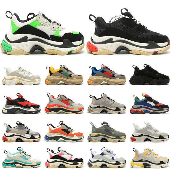 2022 Zapatos de vestir Triple S Hombres Mujeres Diseñador Plataforma Zapatillas de deporte Negro Blanco Beige Rojo Oscuro Gris Verde Entrenadores para hombre Correr Caminar