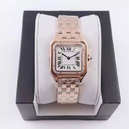 2022 Relojes de mujer Drop 22x22 27x27 MM Dial Oro Plata Acero inoxidable Reloj de cuarzo para dama con diamante elegante reloj de pulsera 218x