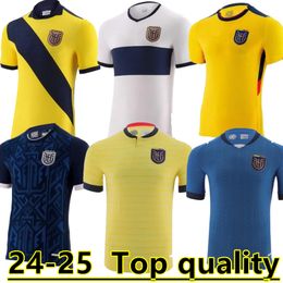 2024 Ecuador voetbaljersey 24 25 Wereldbeker Ibarra Mena Preciado Nationaal team Volwassen heren Voetbalkshirt Mini Kids Kit 2024 Uniform Home weg geel blauwe vrouwen Top 888888