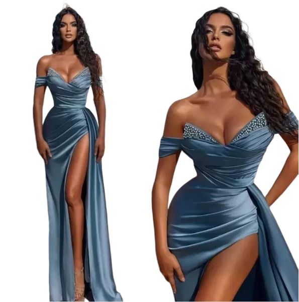 Robe de soirée élégante, épaules dénudées, ligne A, dos nu, cristal fendu sur le côté, haute, sexy, robe de bal, 3430, 2022