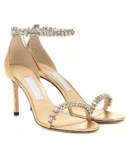 2022 élégant été sandale chaussures habillées femmes Shiloh cristal talons hauts fête mariage mariée mode marques dame pompes noir gris jaune