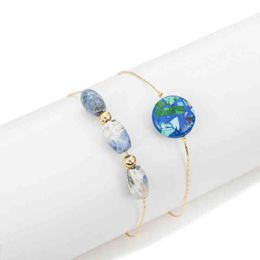 2022 Est Aankomst Natural Energy Charm Round Bead Armbanden Minimalistische Gouden Ketting Link Dames Armband Beste Vriend Geschenken