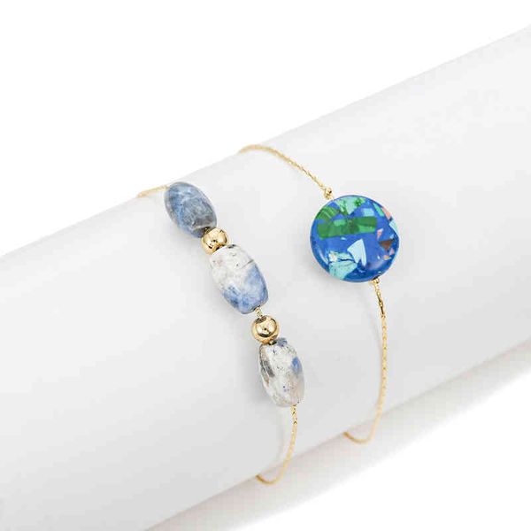 2022 est arrivée énergie naturelle charme rond perle Bracelets minimaliste chaîne en or lien femmes Bracelet meilleur ami cadeaux