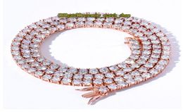 2022 Eternity Watches Tennis Chain European and American Hiphop 3mm Rose Gold CZ Diamond Mens Iced Out Diamonds armband ketting3545199