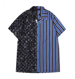 2022 Europe Italie Mens Polo T-shirts printemps été hommes décontractés Jacquard Blue Stripe Stitching Shirt Cool Hip Hop Designer Tee6014904