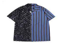 2022 Europa Italië Mens Polo T Shirts Spring Summer Men Casual Jacquard Blue Stripe Stiking Shirt Cool Hip Hop Designer Tee1947449