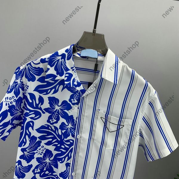 2022 Europa Italia Camisetas para hombre Primavera Verano Hombres Hawaii Beach Camisa casual Cool Hip Hop Manga corta Raya Imprimir Diseñador T Shir2641