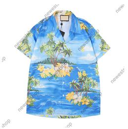 2022 Europa camisas para hombre diseñador de París hombres de lujo estampado de árboles Camisa casual Cool Hip hop Carta de manga corta Impresión Diseñadores Camiseta