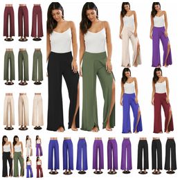 2022 pantalons de personnalité de la mode européenne américaine couleur pure taille haute fourche ouverte pantalons de yoga soutien lot mixte