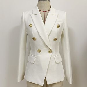 2024 Costumes européens américains Blazers Commerce extérieur Mode Veste de costume pour femme Bouton de lion en métal Costume en lin mince à double boutonnage