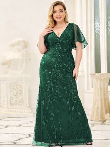 2022 robe de soirée grande taille européenne et américaine col en V robe de soirée scintillante EP00692
