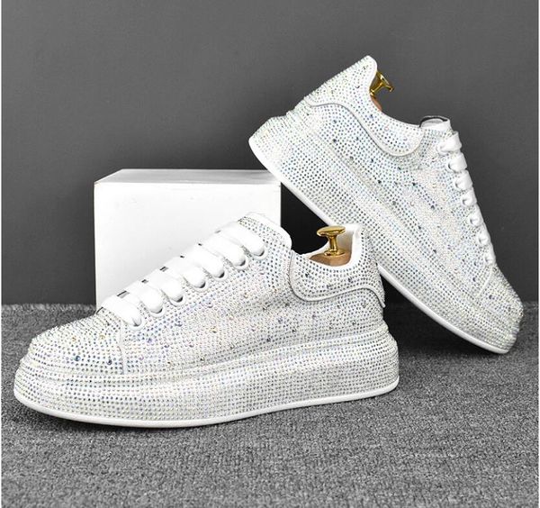 Chaussures de styliste Hip Hop européen à strass pour hommes, baskets de luxe Punk à plateforme épaisse, mocassins Zapatillas Hombre