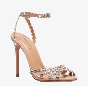 2022 vêtements de tous les jours Tequila cuir sandales chaussures pour femmes à lanières conception cristal embellissements talons hauts Sexy fête mariage AQ115