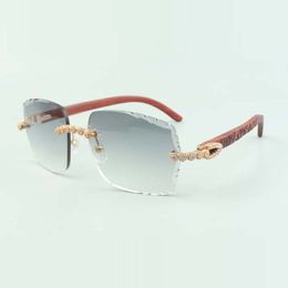 2022 lunettes de soleil en diamant bouquet exquis 3524014 avec des bâtons en bois de tigre naturel et une lentille coupée épaisseur 3.0, taille: 18-135 mm