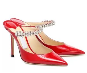 2022 Prachtige merken Designer Bing Dress Shoes Luxury dames slippers puntige teen kristallen banden dame bruidalen pompen Party feest bruiloft